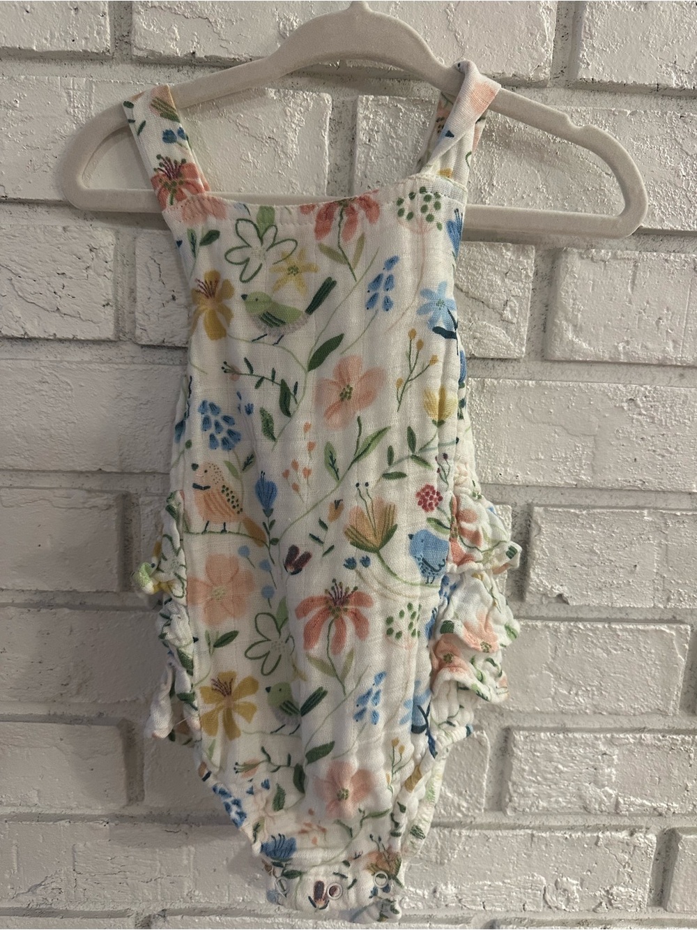 Angel Dear Pastel Floral & Bird Print Baby Romper